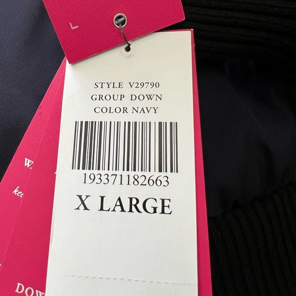 NWT Vince Camuto Quilted Down Fill Bomber Coat with Faux Fur Navy Black XL Women - Picture 14 of 16